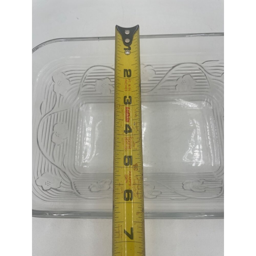 Clear Etched Glass Bread Tray With Floral Design 11x6 Inches Decorative & Functi - Picture 5 of 6